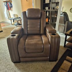 Ashley Brown Leather Heat and Massage Recliner