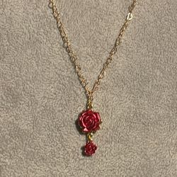 Triple Rose necklace With One Dangling Mini Rose