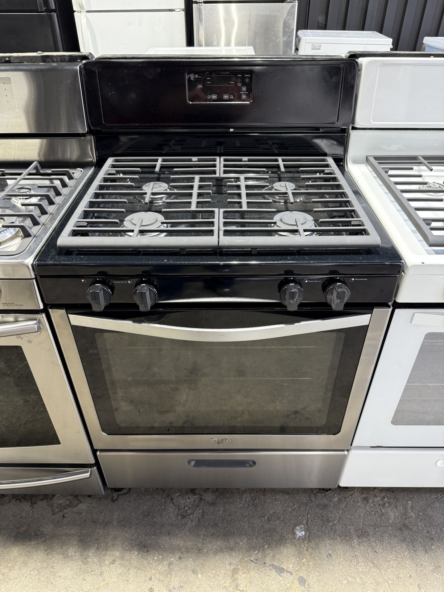 whirlpool stainless steel 4 burner range stove 