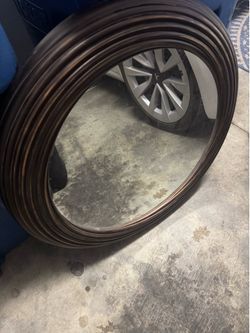 Round Bronze Ribbed Wall Mirror