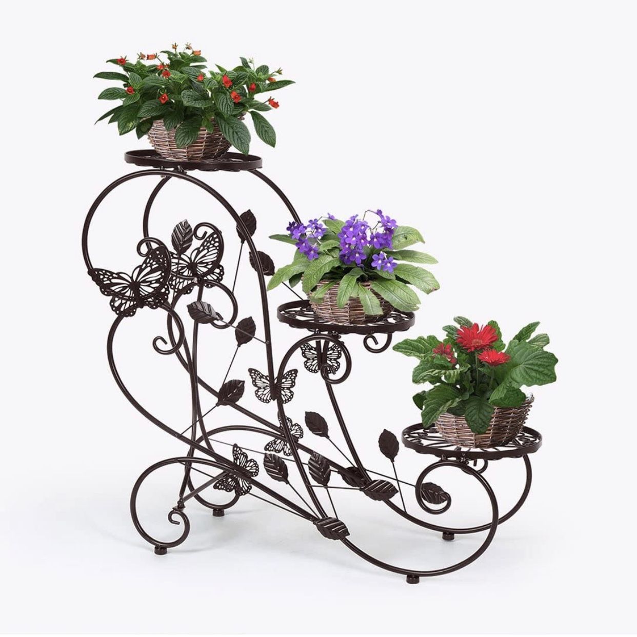 Beautiful Butterfly Plant Stand - holds 3 flower pots