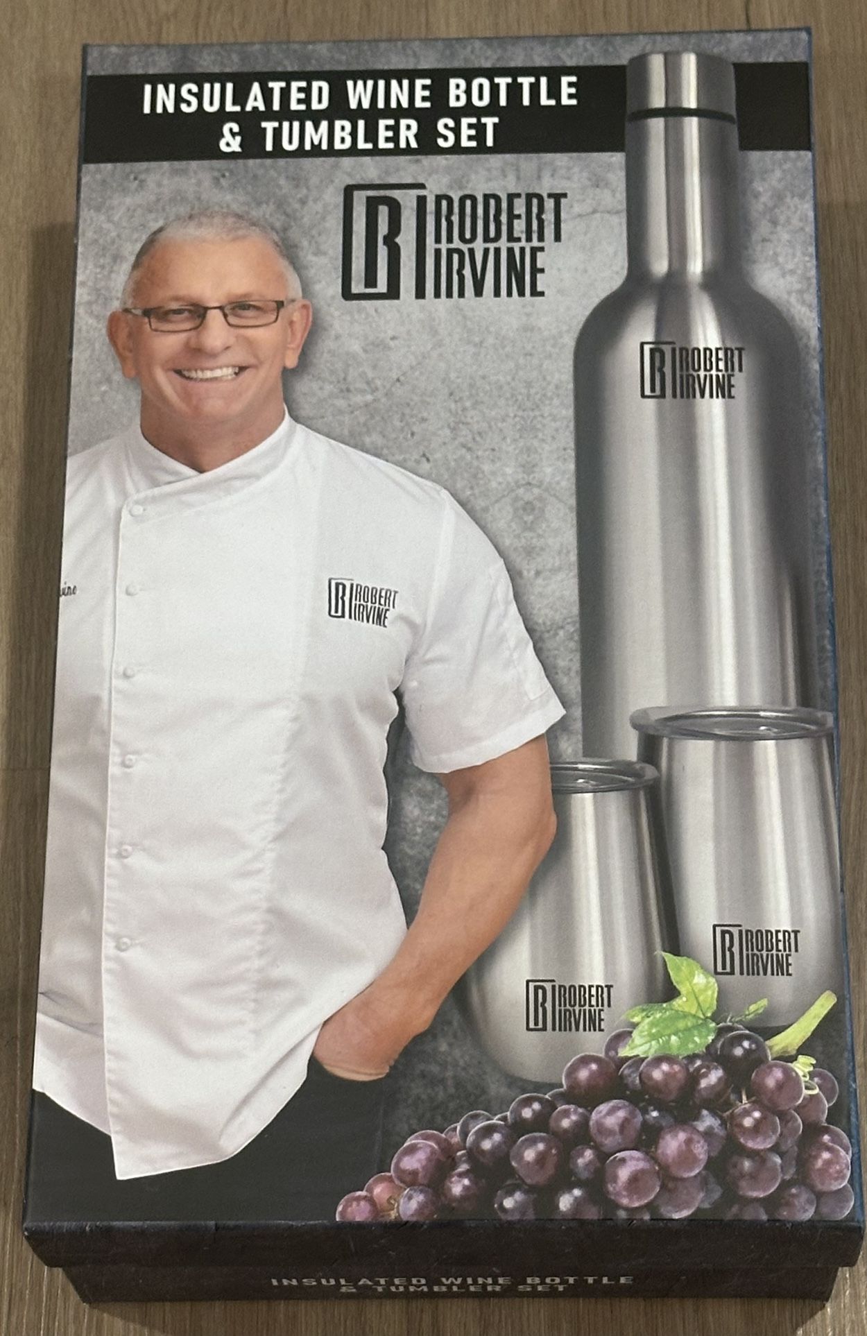Robert Irvine Insulated Wine Bottle & Tumbler Set Food Network NIB