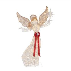 Home Accents Holiday 92in. Warm White LED Super Bright PVC Angel with Star Holiday Yard Sculpture 