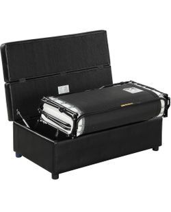 Folding Ottoman Sleeper Bed with Foldable Foam Mattress, Faux Leather