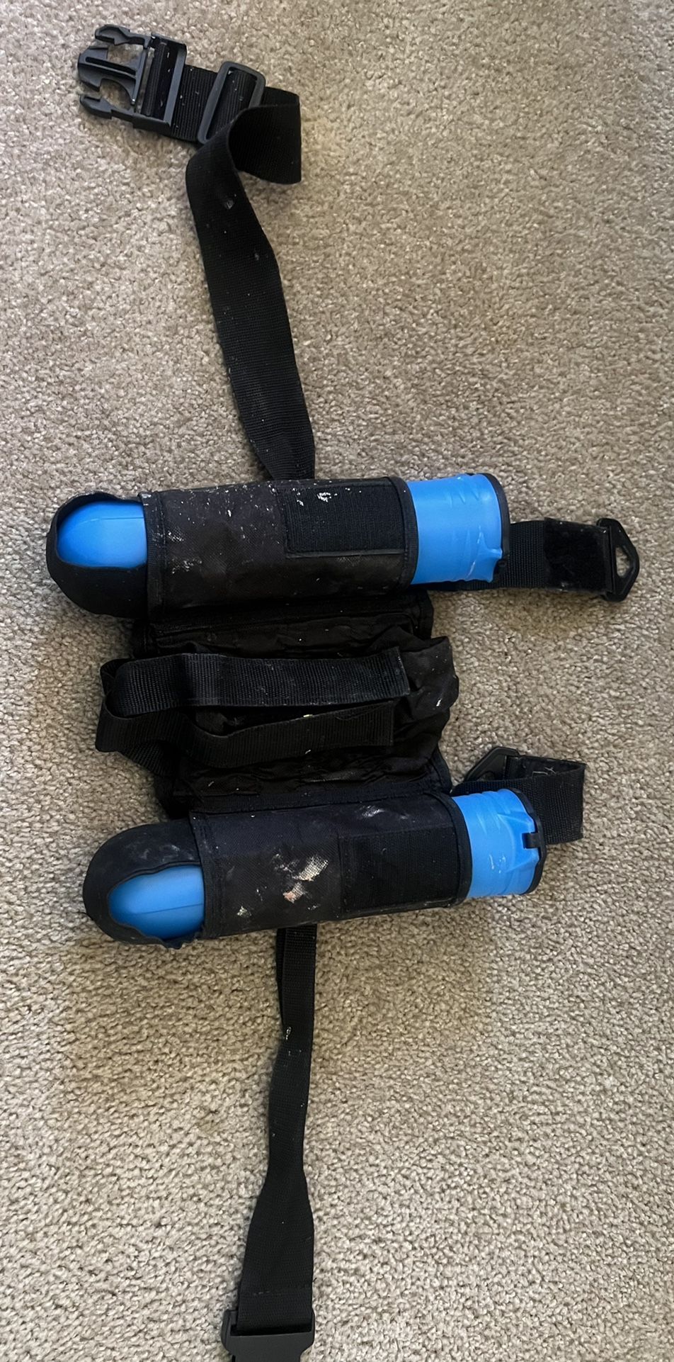 Paintball Belt With 3 Bottles And 2 One Gallon Paint Ball Containers