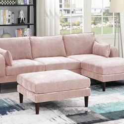 5 PC BLUSH MODULAR SECTIONAL WITH OTTOMAN 