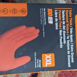 GloveWorks by Ammex Orange Nitrile Extra Thick 8mil.- Latex Free Gloves Size:XXL