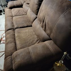 Electric Reclining Suede Couch