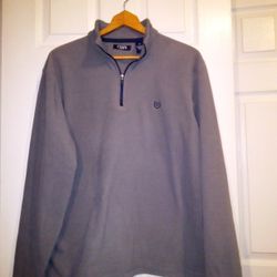Chaps Gray Fleece 1/4 Zip Pullover Shirt Size Large 