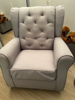 Gray Tufted Wingback Recliner Chair