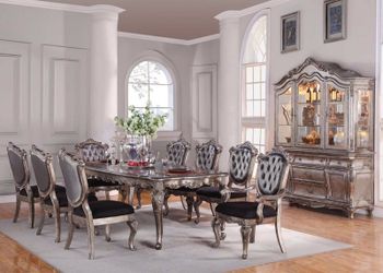 7 Piece Antique Platinum Formal Dining Set (NO CREDIT CHECK FINANCING AVAILABLE)