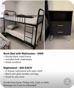 Bunkbed with Mattress and 2 night Stand ! Perfect condition