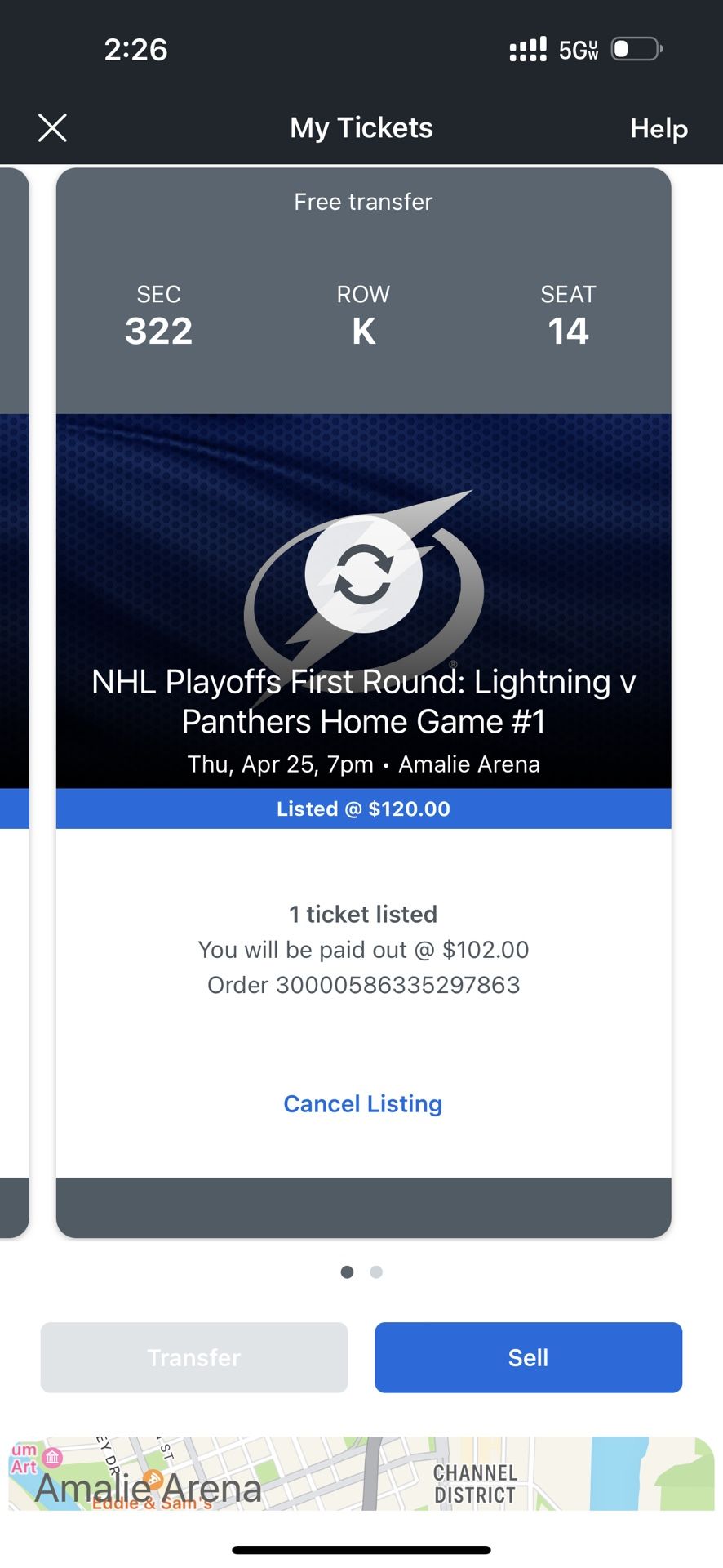 2 Tickets 4/25 To Tampa Lightning Vs Panthers 