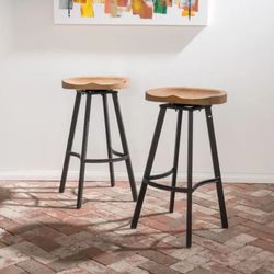 31.5 in. Natural Swivel Bar stool (Set of 2)