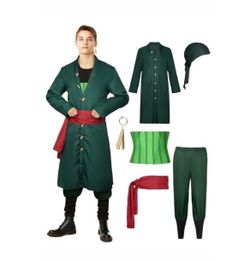 Roronga Adult Dark Green Costume with Accessories Anime Character Cosplay Halloween Costume for Men Full Set Adult M, 3XL &Child 12 V Retails $59.99