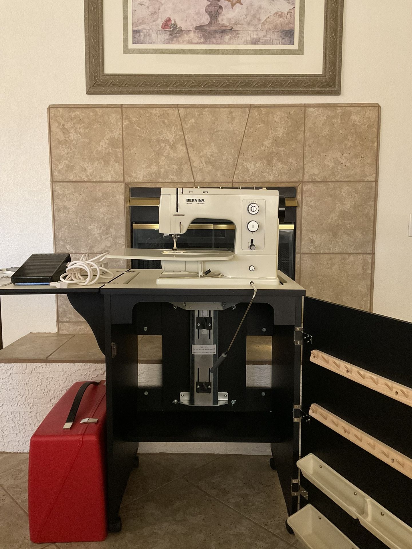 Bernina 830 And Sewing Cabinet With Adjustable Lift