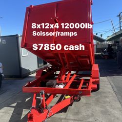Dump Trailer HD 8x12x4 12000lb Scissors/ramps $7850 Cash Only 