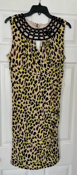 Animal Print Sleeveless Dress with Studded Neckline