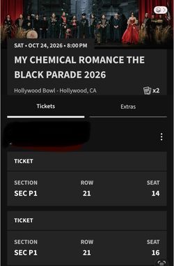My Chemical Romance The Black Parade 2026 – 2 Tickets – Hollywood Bowl