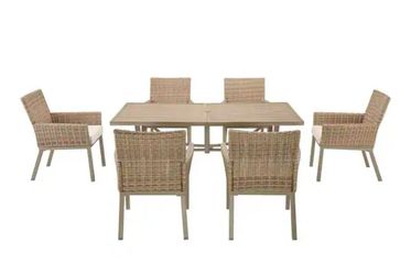 Hampton Bay
Holly Cove 7-Piece Wicker Outdoor Dining Set with Almond Cushions