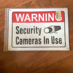 Metal Security Camera In Use Sign. 