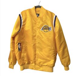Vintage Starter Black Label NBA Los Angeles Lakers Satin Bomber Jacket ~ Size L