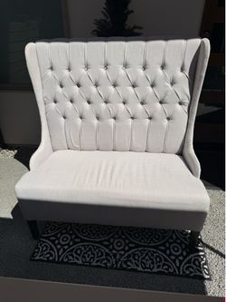 High-Back Wingback Settee / Loveseat – Light Beige/Cream