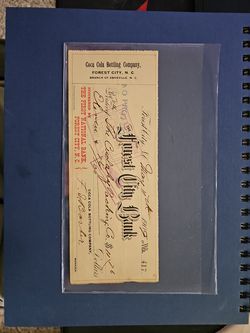 1909, Coca-cola, Bottling Company Check