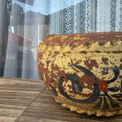 Vintage Hand-Painted Terracotta Planter Small