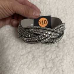 Brand New Bracelet In Grey And Diamond Wrap. Can Wrap It In Your Bun
