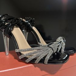 Black Diamond Wrap Around Strapped Heels 