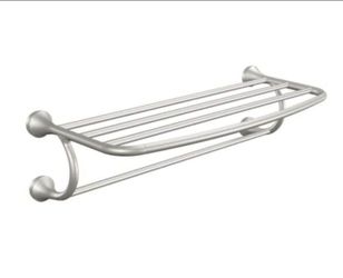 MOEN Eva 10 in. L x 7 in. H x 26 in. W Zinc Hotel-Style Bathroom Shelf in Brushed Nickel