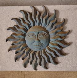 Sun face, sand sculpture, hanging wall art