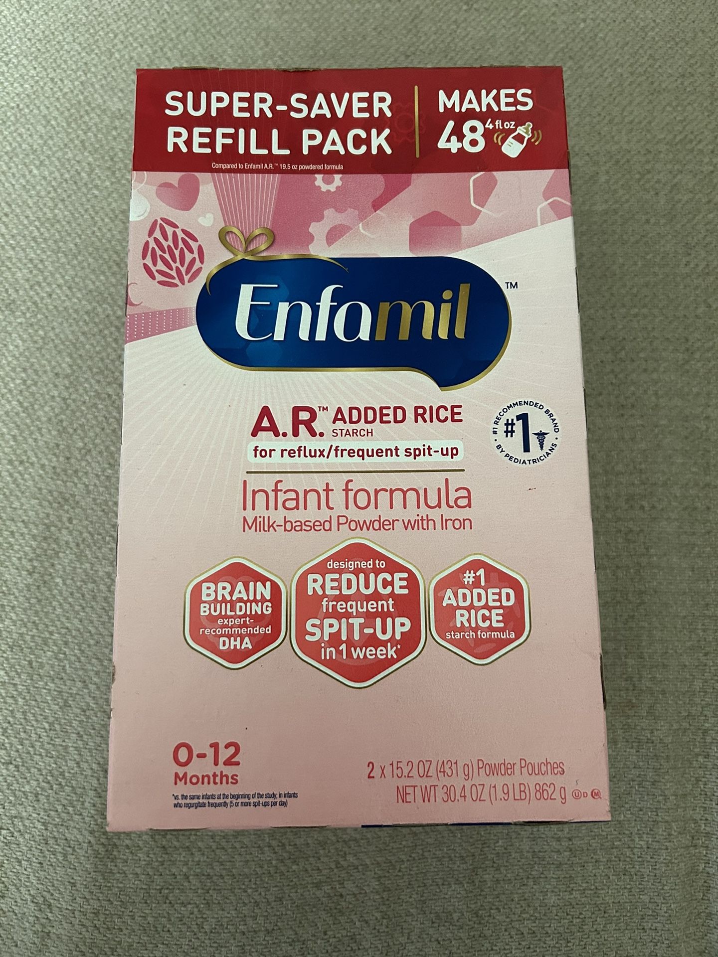 NEW Enfamil A.R. Added Rice Infant Formula Refill Pack (expires March 2025)