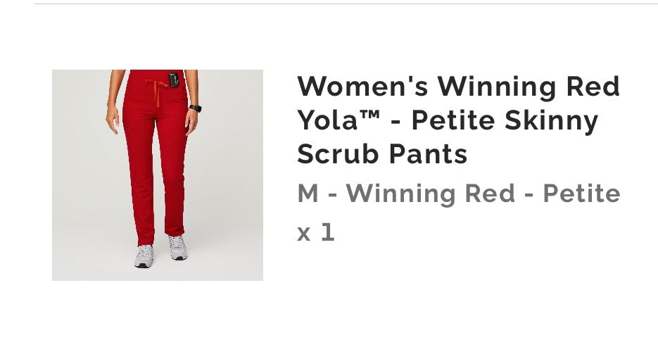 FIGS Winning Red PETITE scrub Pants