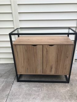New, Ada Mixed Material 2 Door Cabinet with Glass Top- - Project 62