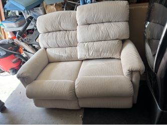 La-Z-Boy Pinnacle Dual Reclining Loveseat – Tan Corduroy Fabric – Very Comfortable