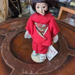 Asian Oriental Doll New On Stand 