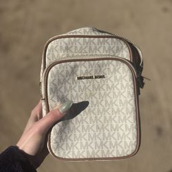 Michael Kors MK Logo Vanilla Brown Crossbody Bag