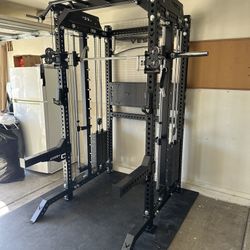PRO SERIES Ultimate 3-1 Half Rack Functional Trainer w/Smith Machine Bar | 400lb Stack | Gym Equipment | Fitness | Commercial | Squat Rack  