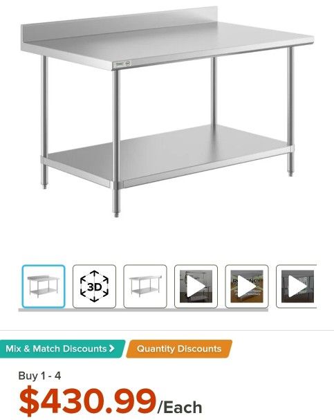 3 Stainless Steel Tables
