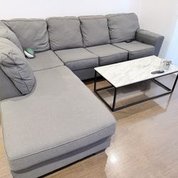 Ashley Furniture L-Shaped Sectional Sofa - Grey/Alloy - Great Condition