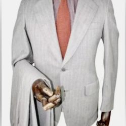 D'Avenza Hand Tailored Fine Italian 2 Piece Suite In Light Grey Virgin Merino Wool