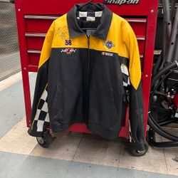 Burk’s Bay Pedigree NASCAR Robert Yates Racing RYR Autographed Elliott Sadler 38 Leather Jacket