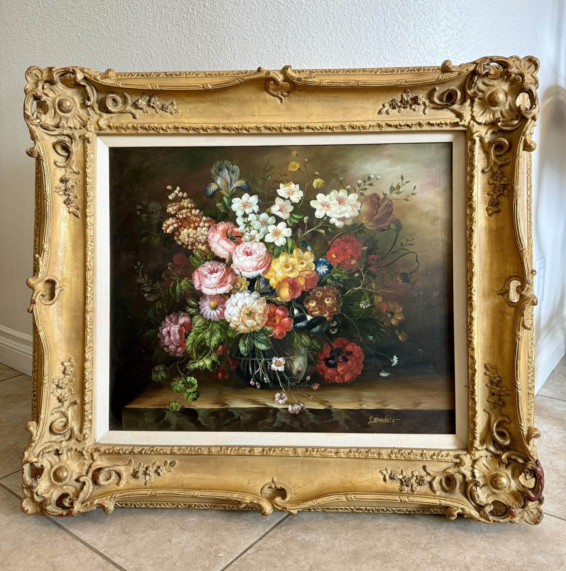 GORGEOUS OIL PAINTING WITH BEAUTIFUL FRAME AND SIGNATURE