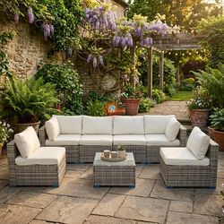 7pc Outdoor Sectional Patio Furniture Set