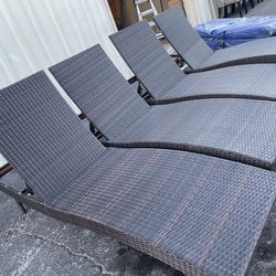 Patio Lounges,Pool Chairs ,4 With Cushions.