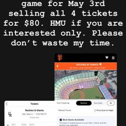 San Francisco Giants Game May 3rd