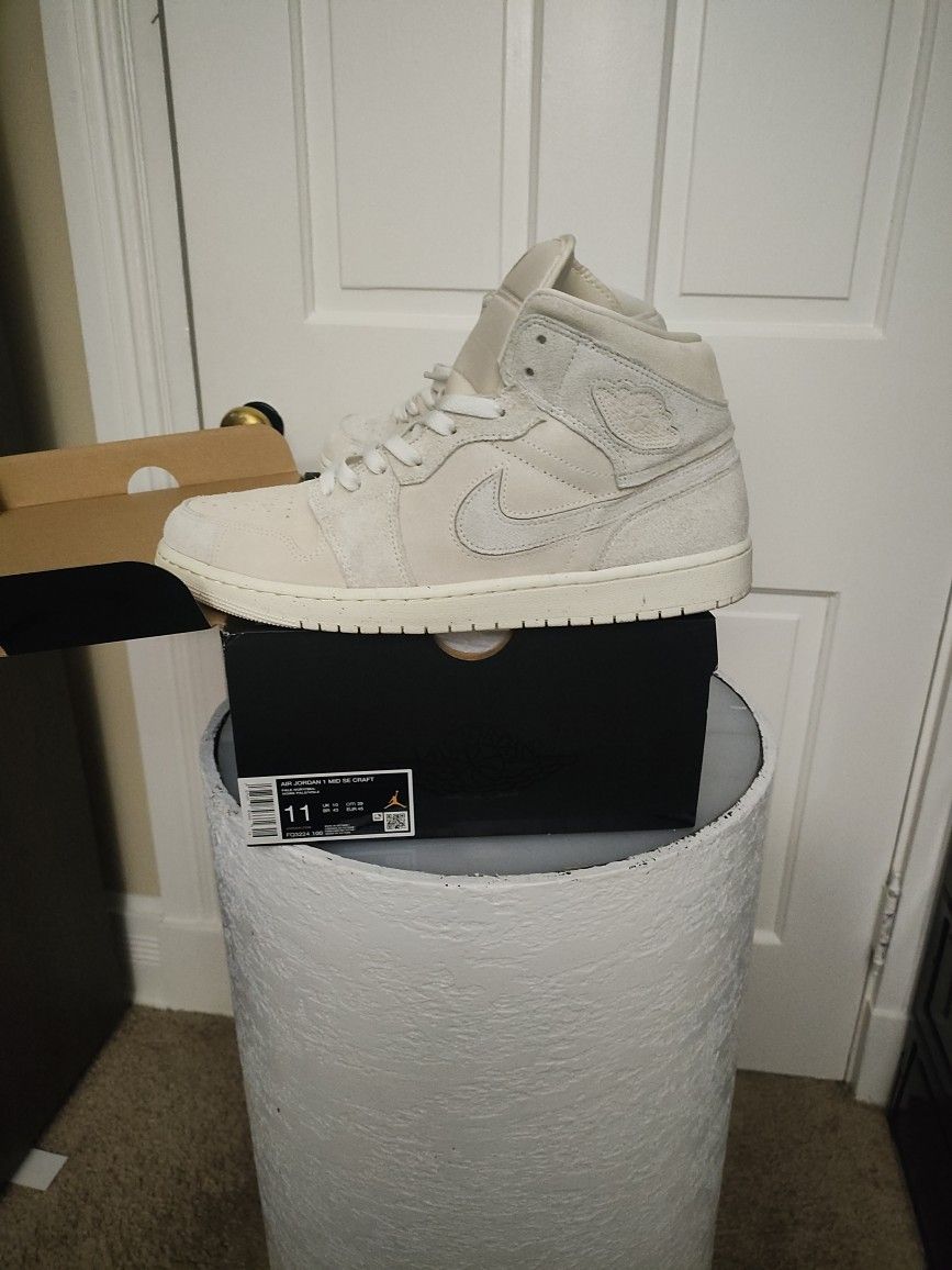 Air Jordan 1 Mid Sec Craft Pale Ivory/Sail Size 11
