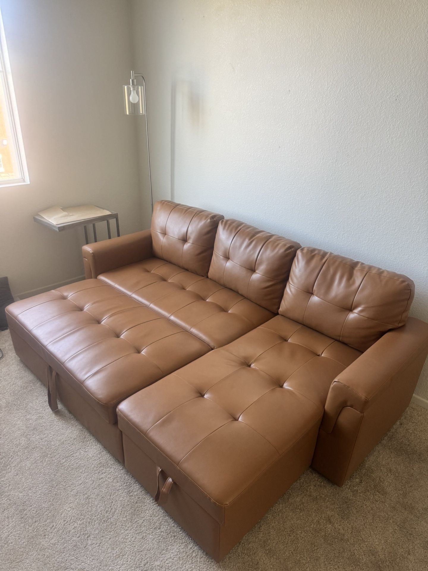 Pull Out Leather Couch $250